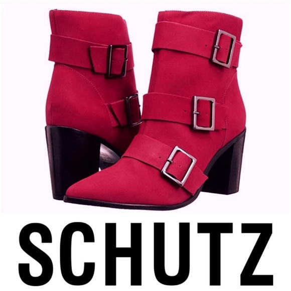 SCHUTZ Shoes - RARE & HTF Sassy Belted Red Schutz Booties